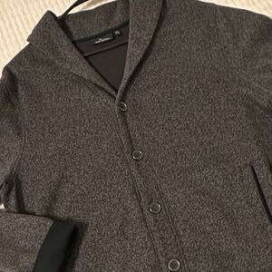Marc Anthony Cardigan Mens XL Gray Excellent Shawl Collar Elbow Patch Sweater